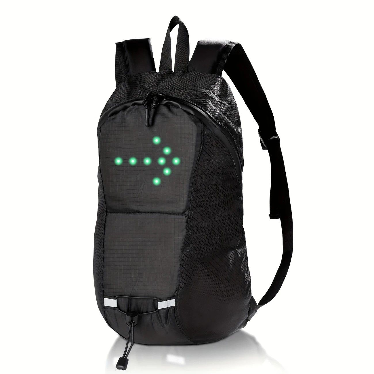 15L Backpack with USB Charging & Smart LED Turn Signals, Waterproof Cycling Commuter Daypack, Lightweight Nylon, Safety Reflective(black)