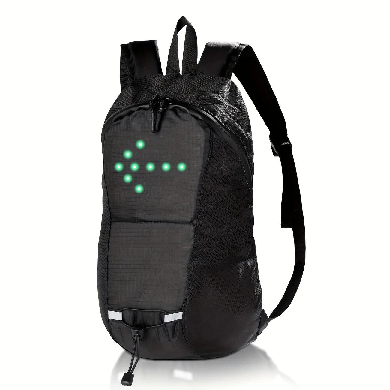 15L Backpack with USB Charging & Smart LED Turn Signals, Waterproof Cycling Commuter Daypack, Lightweight Nylon, Safety Reflective(black)