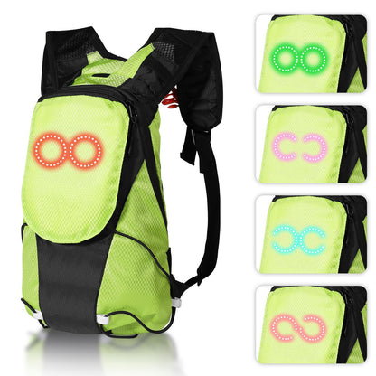 5L Backpack with USB Charging & Smart LED Turn Signals, Lightweight Nylon Commuter Cycling Bag, Safety Reflective Design.Kelly