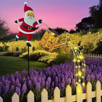 Solar Santa Claus Watering Can Light, IP64 Waterproof Iron Art, Multi-Color Light Effects, Brighten Up Your Outdoor Garden Holiday Ambiance (Warm Light)
