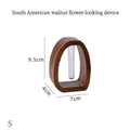 South American Walnut Wangshu Flower Vase: Natural Solid Wood Hand Polished, Ring Design with Glass Tube, Suitable for Fresh Cut and Hydroponic Plants, Space Aesthetic Accent/ S