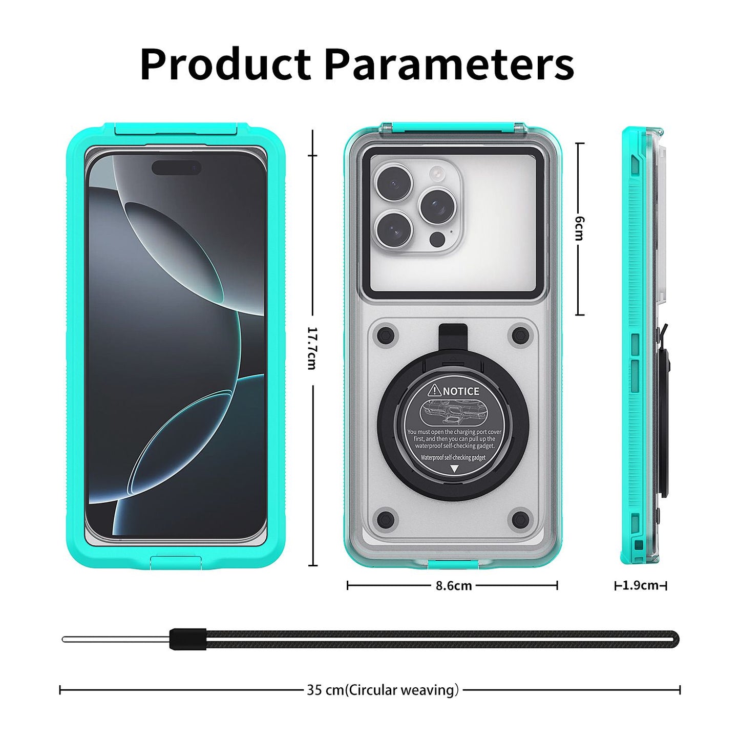 Newly Upgraded IPX8 Diving Phone Case, 15m Waterproof, 6.9-inch Universal, Surfing Swimming Underwater Photography, Shockproof and Scratch-Resistant.black