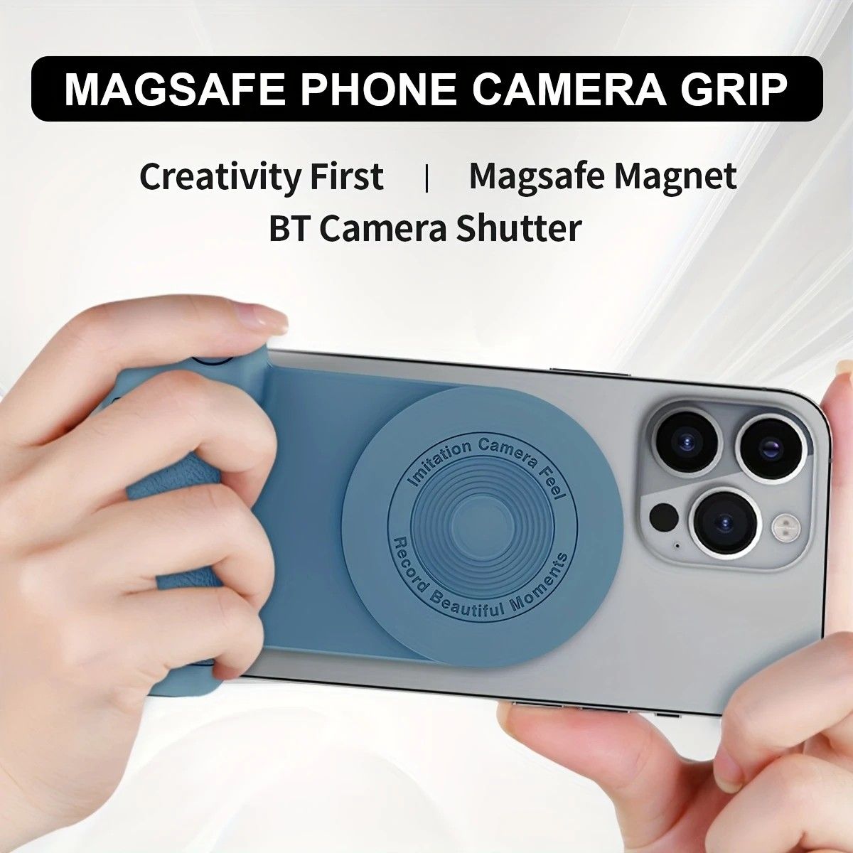 Magnetic Phone Photography Grip | Compatible with iPhone & Android, 360° Fill Light with Bluetooth Remote, Ideal for Live Streaming & Vlogging