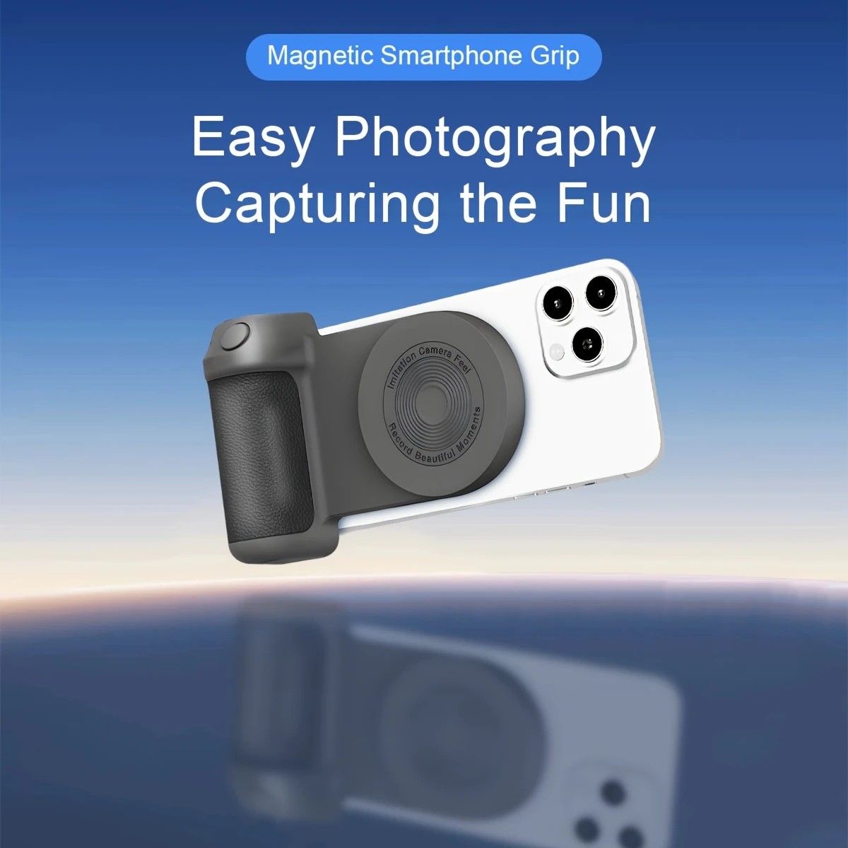 Magnetic Phone Photography Grip | Compatible with iPhone & Android, 360° Fill Light with Bluetooth Remote, Ideal for Live Streaming & Vlogging