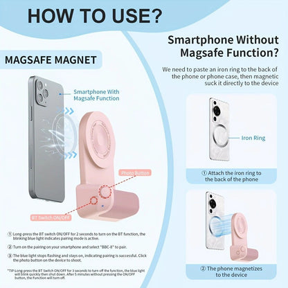 Magnetic Phone Photography Grip | Compatible with iPhone & Android, 360° Fill Light with Bluetooth Remote, Ideal for Live Streaming & Vlogging