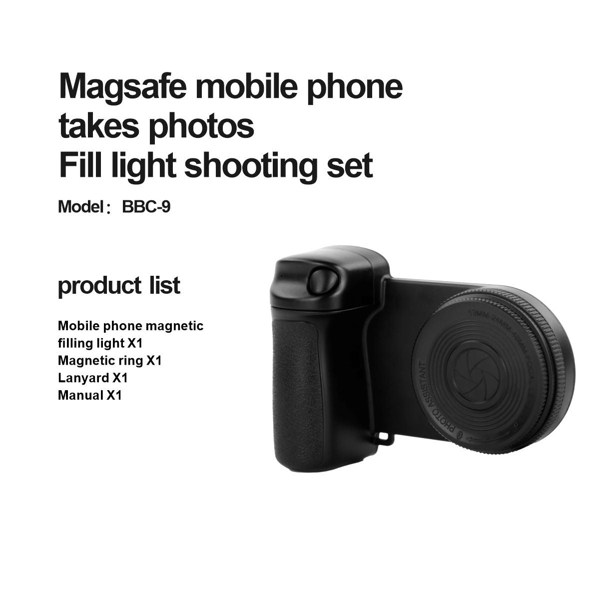 Magnetic Phone Photography Grip | Compatible with iPhone & Android, 360° Fill Light with Bluetooth Remote, Ideal for Live Streaming & Vlogging