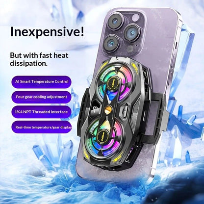 New Dual-Fan Phone Cooler with Digital Display – Designed for Gamers and Live Streamers.