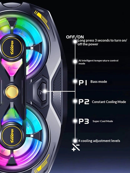 New Dual-Fan Phone Cooler with Digital Display – Designed for Gamers and Live Streamers.