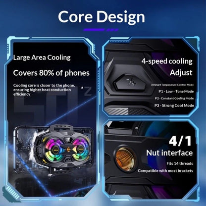 New Dual-Fan Phone Cooler with Digital Display – Designed for Gamers and Live Streamers.