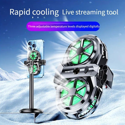 Semiconductor Cooling Fan Back Clip, Instant 3-Second Cooling, Large Area Heat Dissipation, Compatible with All Phone Models, Unobstructed Camera View for Live Streaming & Gaming.（Universal wheel payment）