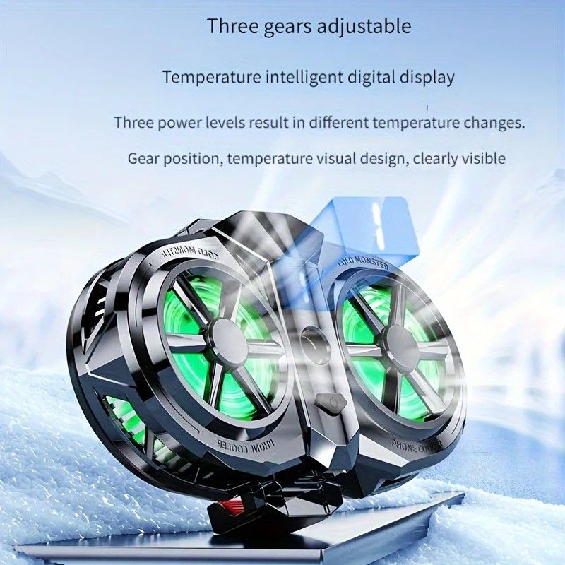 Semiconductor Cooling Fan Back Clip, Instant 3-Second Cooling, Large Area Heat Dissipation, Compatible with All Phone Models, Unobstructed Camera View for Live Streaming & Gaming.（Universal wheel payment）