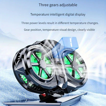 Semiconductor Cooling Fan Back Clip, Instant 3-Second Cooling, Large Area Heat Dissipation, Compatible with All Phone Models, Unobstructed Camera View for Live Streaming & Gaming.（Universal wheel payment）