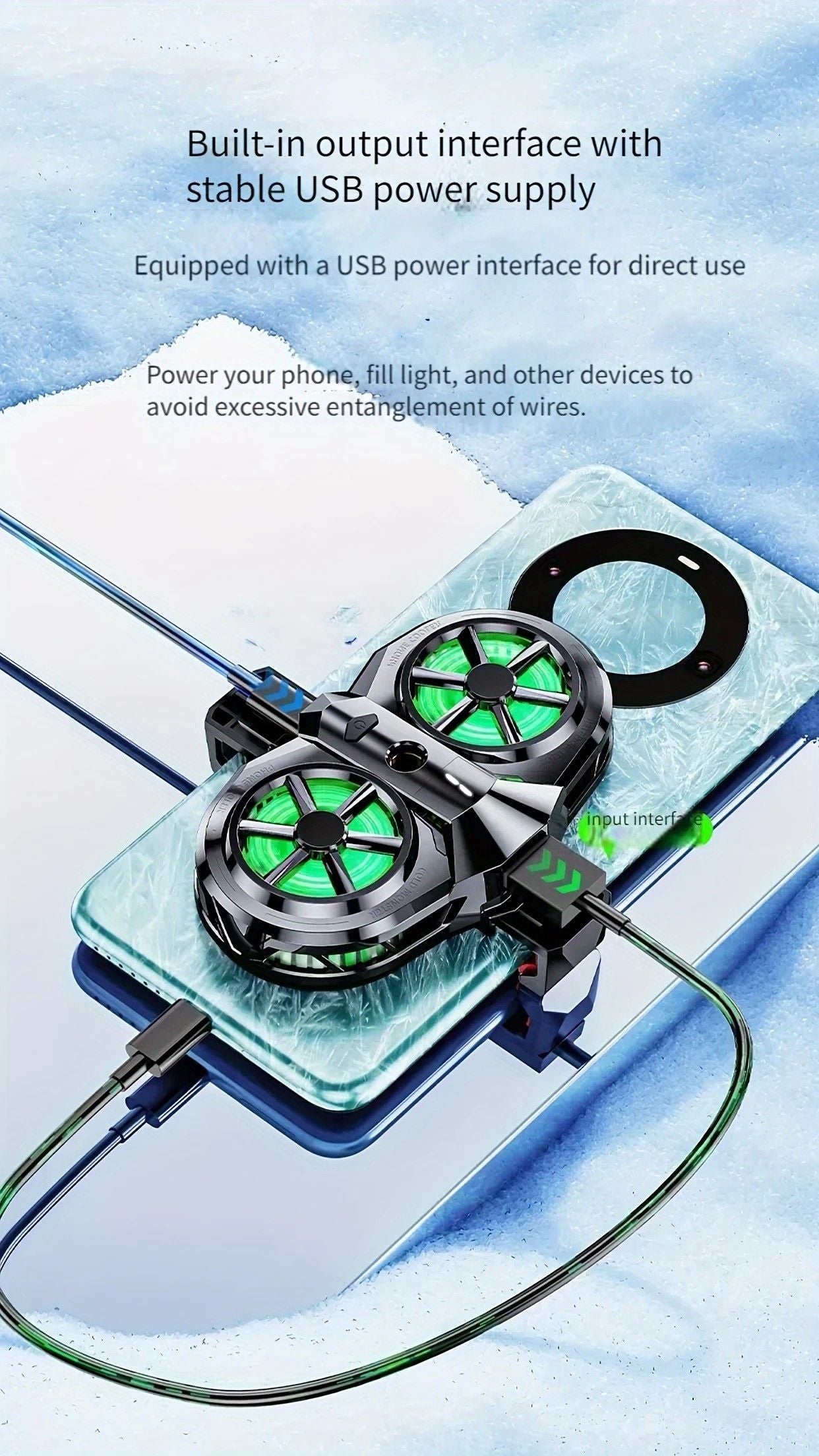 Semiconductor Cooling Fan Back Clip, Instant 3-Second Cooling, Large Area Heat Dissipation, Compatible with All Phone Models, Unobstructed Camera View for Live Streaming & Gaming.（Universal wheel payment）