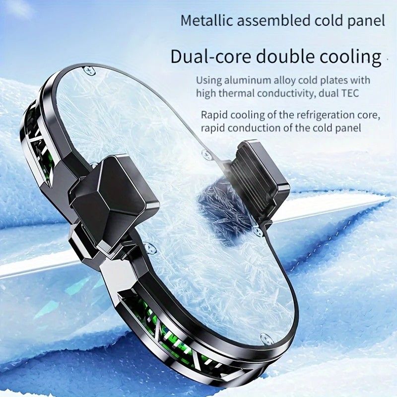 Semiconductor Cooling Fan Back Clip, Instant 3-Second Cooling, Large Area Heat Dissipation, Compatible with All Phone Models, Unobstructed Camera View for Live Streaming & Gaming.（Universal wheel payment）