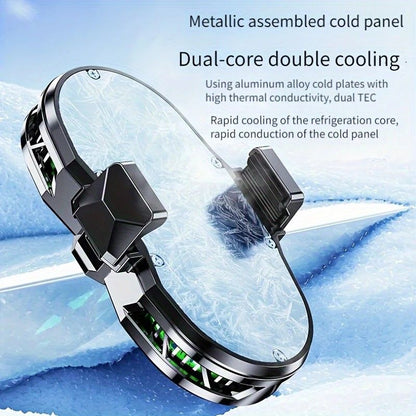 Semiconductor Cooling Fan Back Clip, Instant 3-Second Cooling, Large Area Heat Dissipation, Compatible with All Phone Models, Unobstructed Camera View for Live Streaming & Gaming.（Universal wheel payment）
