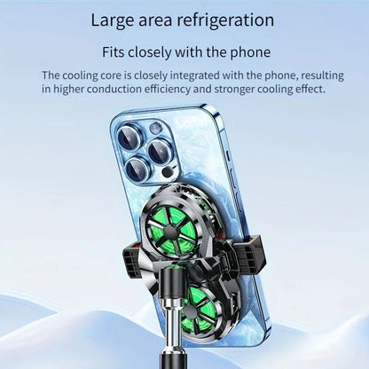 Semiconductor Cooling Fan Back Clip, Instant 3-Second Cooling, Large Area Heat Dissipation, Compatible with All Phone Models, Unobstructed Camera View for Live Streaming & Gaming.（Universal wheel payment）