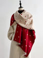 Modern Love Double-sided Shawl, Faux Cashmere Autumn Winter Fringe Oversized Fashion Versatile Warm Scarf(red)