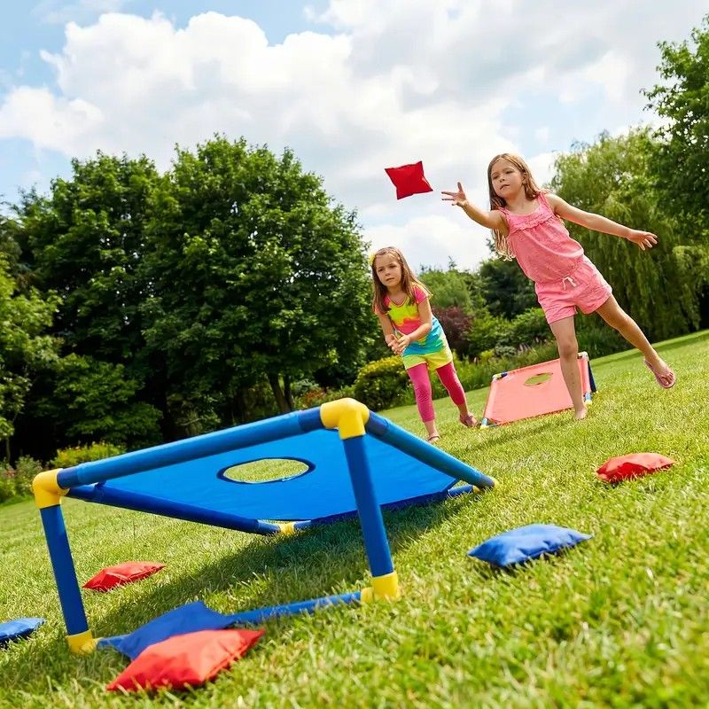 kids outdoor toys throwing game bean bag toss set foldable portable hand eye coordination educational toy family party camping interactive equipment BLUE