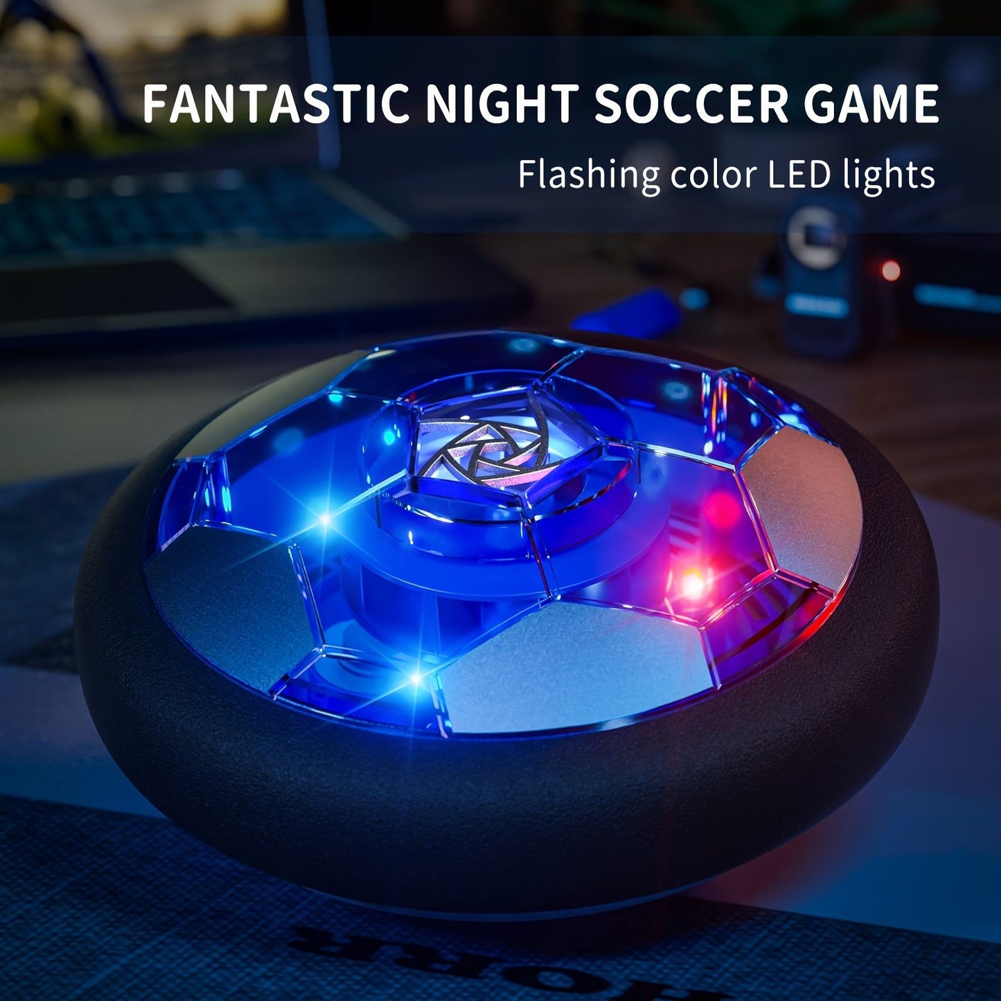 Floating Soccer Toy, Floating Rebound, LED Lights, Glides on Multiple Surfaces, Parent-Child Interaction, Develops Coordination Skills