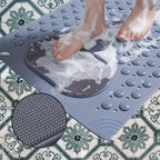Anti-Slip Massage Shower Mat with Suction Cups Foot Spa Bathroom Mat(khaki)