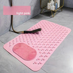 Anti-Slip Massage Shower Mat with Suction Cups Foot Spa Bathroom Mat(khaki)