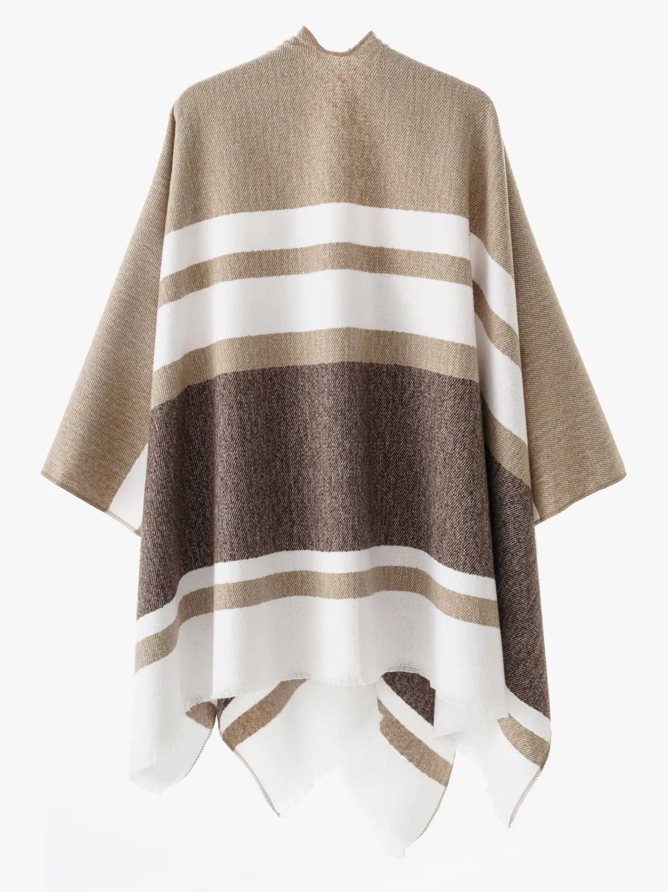 European and American minimalist cross-tie plaid cape cloak, acrylic warm versatile autumn winter outerwear fashion piece(Deep khaki)