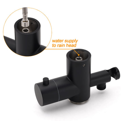 WELS Matte Black 316SUS Dual Shower Set Outdoor Bath System Rainfall 10" Head