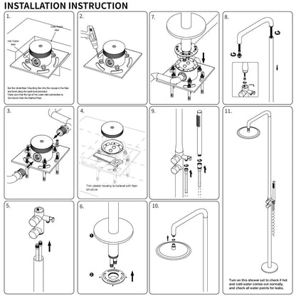 WELS Matte Black 316SUS Dual Shower Set Outdoor Bath System Rainfall 10" Head