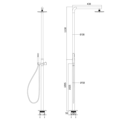 WELS Brushed Gold Twin Shower Handset Combo Set Outdoor Washing 10" Head 316 SUS
