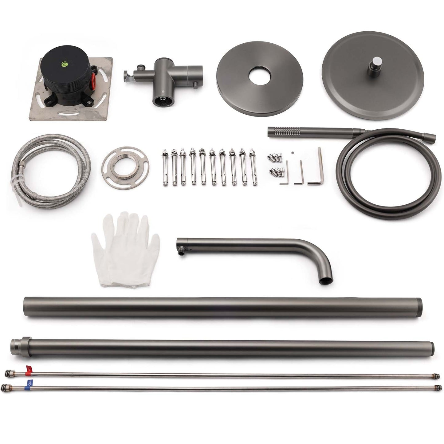 316 SUS WELS Gun Metal Twin Shower Handset Combo Outdoor Bath Rainfall 10" Head