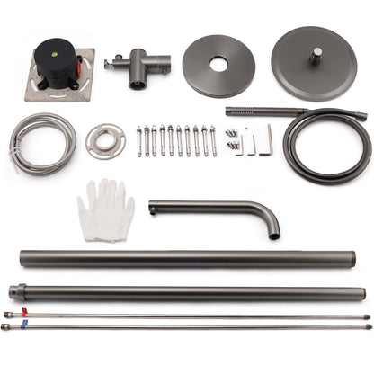 316 SUS WELS Gun Metal Twin Shower Handset Combo Outdoor Bath Rainfall 10" Head