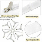 Adjustable Bed Sheet Fastener White, 3, 6, Mattress Sofa Cushion Bed Sheet Fasteners Sided Bedding Sheet Straps Way Elastic Bed Sheet Fastener
