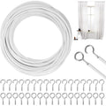 25 Pcs Curtain Cable White, Shower Curtains Curtain Cable Soft Rod Curtain Wire with Eye Bolts Screw Hooks, 10M