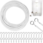 25 Pcs Curtain Cable White, Shower Curtains Curtain Cable Soft Rod Curtain Wire with Eye Bolts Screw Hooks, 10M
