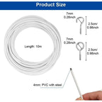 25 Pcs Curtain Cable White, Shower Curtains Curtain Cable Soft Rod Curtain Wire with Eye Bolts Screw Hooks, 10M