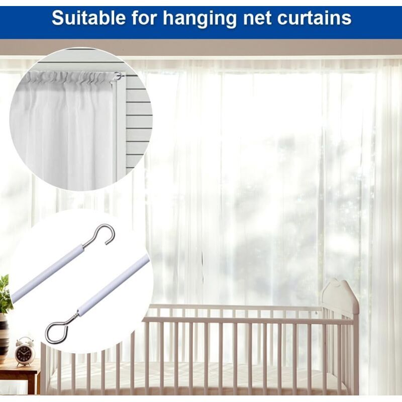 25 Pcs Curtain Cable White, Shower Curtains Curtain Cable Soft Rod Curtain Wire with Eye Bolts Screw Hooks, 10M