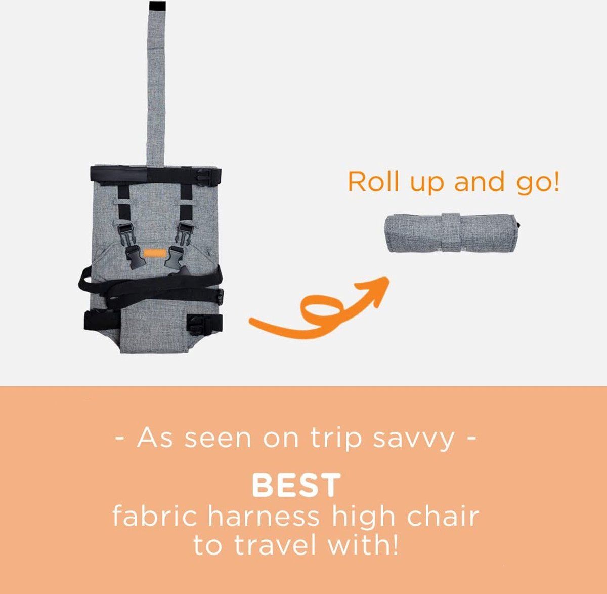 Adjustable High Chair Safety Harness for Children, Portable, Light Gray