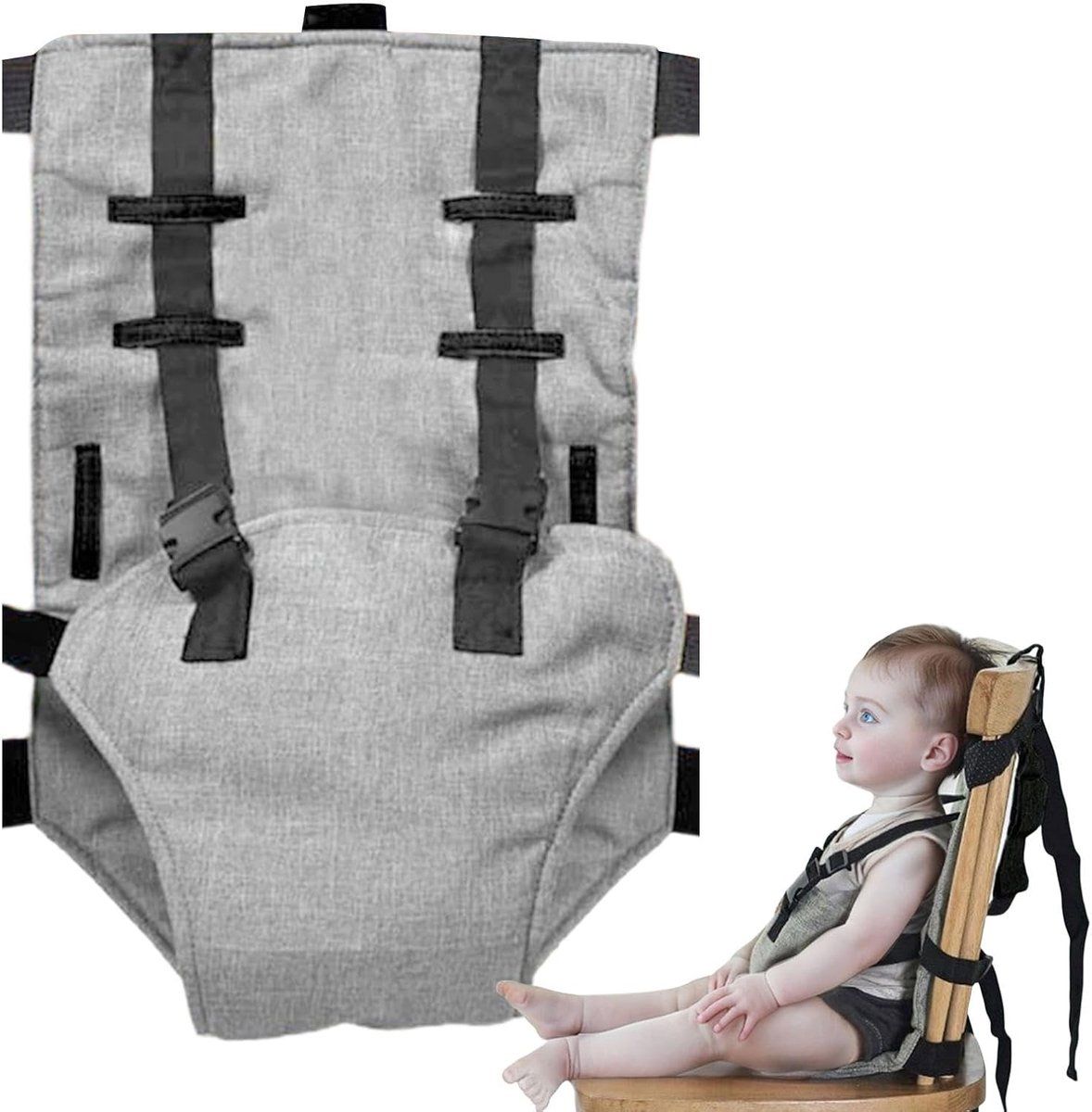 Adjustable High Chair Safety Harness for Children, Portable, Light Gray