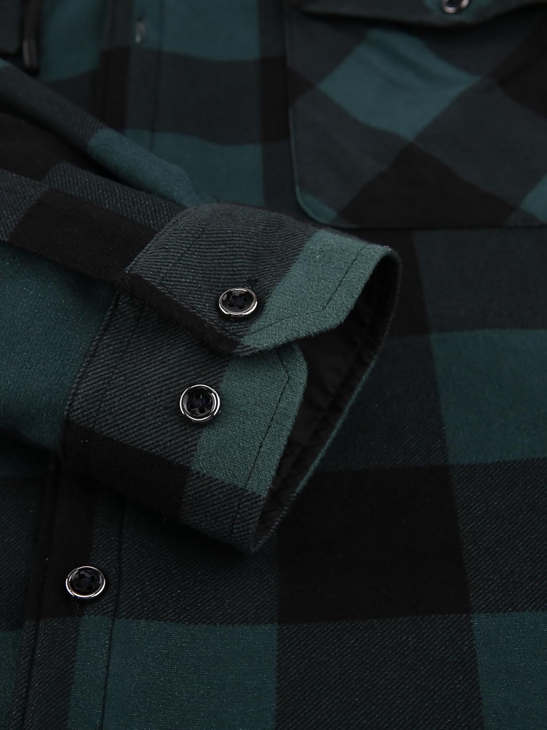 Men's Plaid Shirt Padded Warm Lined Plaid Shirts Men's Casual Plaid Shirt with Pockets Men's Hooded Plaid Jacket Green XL