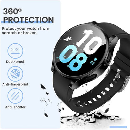 Compatible with Samsung Galaxy Watch 4 5 6 40 mm 44 mm Case Protection Silicone TPU Bumper Screen Protector Black Galaxy Watch6 44mm