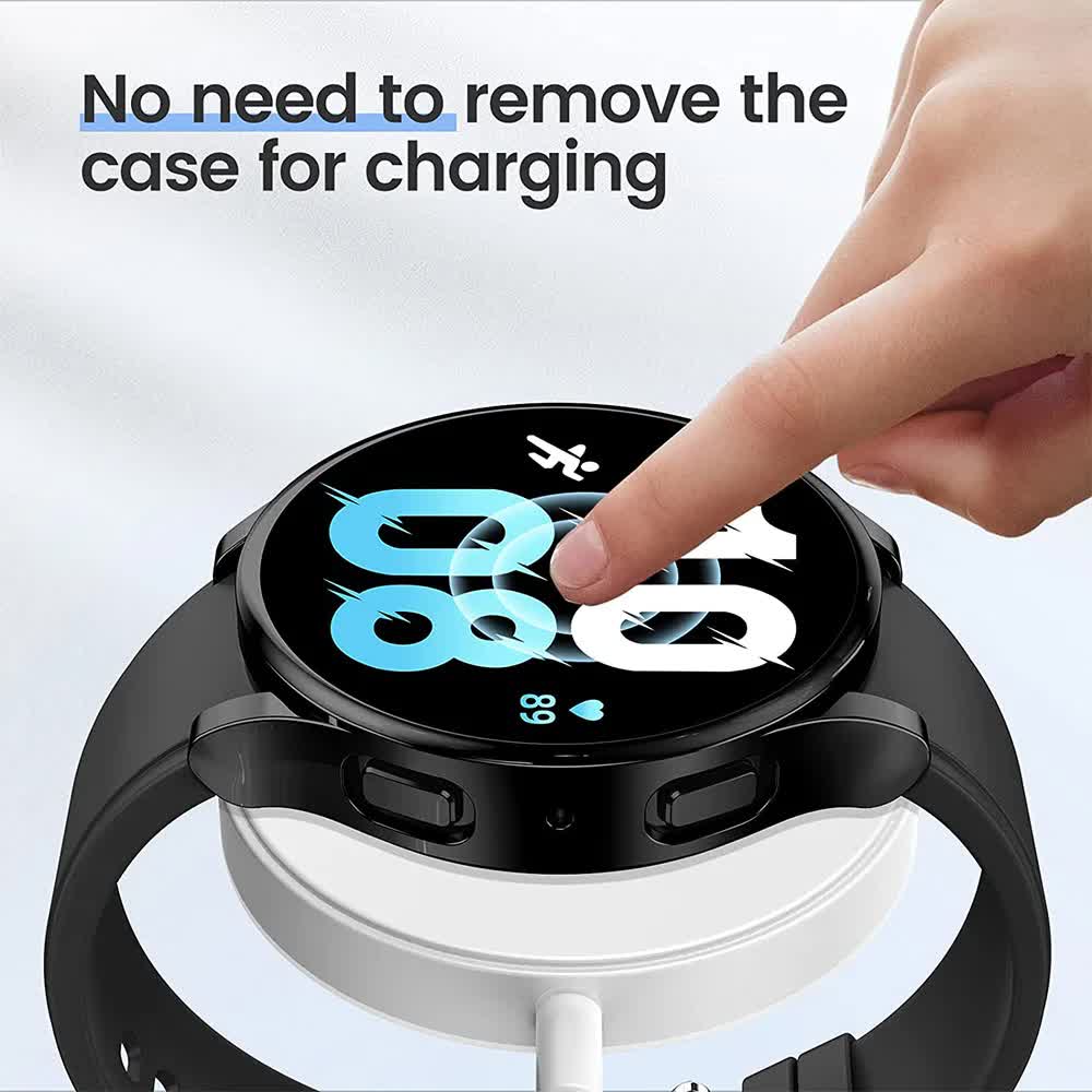 Compatible with Samsung Galaxy Watch 4 5 6 40 mm 44 mm Case Protection Silicone TPU Bumper Screen Protector Black Galaxy Watch6 44mm