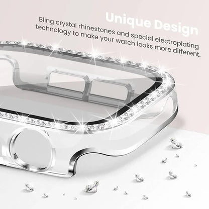 Diamond Glass Compatible with Apple Watch Case 45/41/40 mm 44 mm 42 mm 38 mm Bling Bumper+ Screen Protector iwatch Series 9 8 7 3 6 SE Red Series 789 45MM