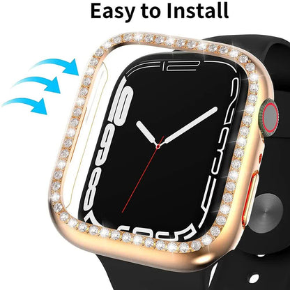 Diamond Glass Compatible with Apple Watch Case 45/41/40 mm 44 mm 42 mm 38 mm Bling Bumper+ Screen Protector iwatch Series 9 8 7 3 6 SE Red Series 789 45MM