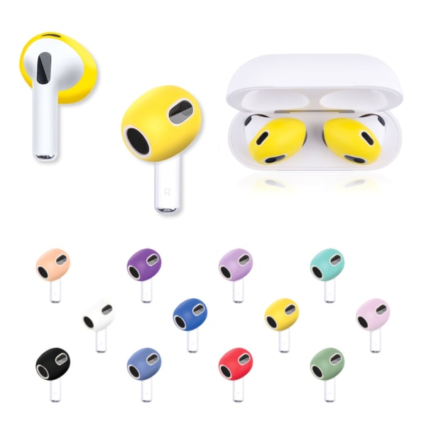 sets of earplugs for Airpods Pods 3 silicone ear caps Bluetooth compatible headphones Earplugs Ear cushions Ultra-thin anti-slip Blue red yellow Blue red yellow
