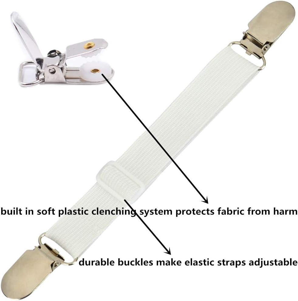 Sheet Clips Buckles Sheet Holder Mattress Clips, 4 pcs Adjustable Elastic Sheet Fasteners Buckles Holders