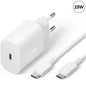 25W White Type-C Charger with Cable, Compatible with Samsung Galaxy A25 A15 A05 A05s A35 A55