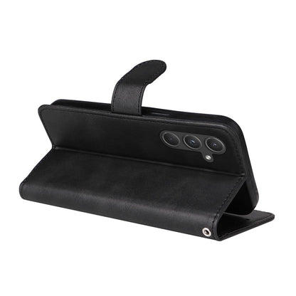 SKALO Samsung A55 5G PU Leather Wallet Case - Multiple Colors Black