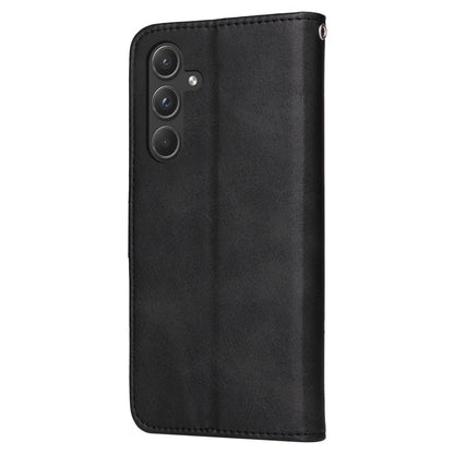 SKALO Samsung A55 5G PU Leather Wallet Case - Multiple Colors Black