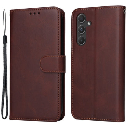 SKALO Samsung A55 5G PU Leather Wallet Case - Multiple Colors Brown Brown Brown