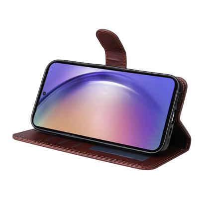 SKALO Samsung A55 5G PU Leather Wallet Case - Multiple Colors Brown Brown Brown